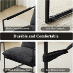 Furniliving Sling Accent Chair with Metal Frame, Comfortable Boucle Fabric Arm Chair, Upholstered Cozy Reading Chair for Living Room, Bedroom, Dressing Room, Home Office, Black