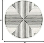 RUGGABLE x Jonathan Adler Machine Washable Area Rug – Inkdrop Black & Ivory 8 ft Round, Stain-Resistant, Non-Slip – Large Rugs for Living Room, Bedroom, Hallway, Entryway & Office–with Standard Pad