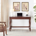 Solid Wood Computer Writing Desk with 2 Big Drawers 46.1" Wide Home Office Desk Workstation Big Rustic Study Table Furniture in Cherry for Home Office Bedroom Living Room, BSZ-1533WD