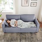 VANOMi Loveseat Couches for Living Room, Modern Sofas & Couches with Cushion & 2 Pillow, Comfy Linen Loveseat Sofa for Small Space, Office, Apartment, Light Grey