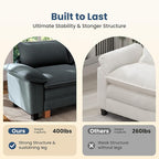 PHI VILLA Oversized Single Armless Sofa with Ottoman, Upholstered Chaise Lounge Chairs, Indoor Cloud Reading Chair with Deep Seat for Small Spaces, Chenille Fabric, Dark Cyan