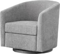 Chenille Swivel Accent Chair, Living Room Chairs, No Assembly Upholstered Armchair, 360°Rotating Barrel Chair for Bedroom, Apartment & Reading Nook (1, Light Grey)