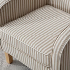 Striped Accent Chair for Living Room, Farmhouse Linen Upholstered Striped Arm Chair Seat Reading Chairs Bedroom Side Seating for Home Office, Beige with Stripe