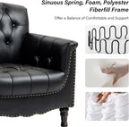 Faux Leather Accent Chair, PU Leather Modern Comfy Upholstered Armchair with Wood Legs & Nailhead Trim for Living Room, Bedroom (Black,Set of 1)