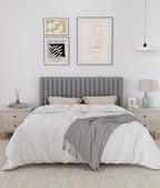Full Size Upholstered Headboard Only, Channel Tufted Headboard with Wood Legs for Bedroom, Adjustable Height, Easy Assembly, No Box Spring Needed, Grey