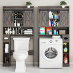 Vabches Over The Toilet Storage Cabinet, Farmhouse Storage Cabinet Over Toilet with Sliding Door& Toilet Paper Holder Stand，Home Space-Saving Toilet Rack, for Bathroom, Laundry and Restroom