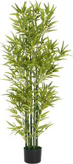 Christopher Knight Home Alene Set of 2 60.75''H Artificial Tree Indoor, Artificial Bamboo Tree with Nursery Pot, Faux Tree with Black Plastic Pot for Living Room, Artificial Plant for Home Decor,Green