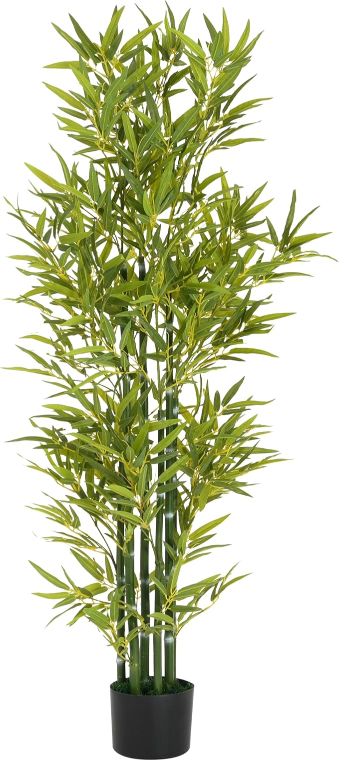 Christopher Knight Home Alene Set of 2 60.75''H Artificial Tree Indoor, Artificial Bamboo Tree with Nursery Pot, Faux Tree with Black Plastic Pot for Living Room, Artificial Plant for Home Decor,Green