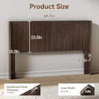 Wood Headboard, 64.5" Wide Headboard for Queen Size Bed, Wall Mounted Fluted Panel, Wingback Modern Headboards (Walnut, Queen)