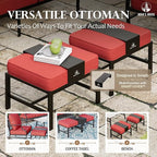 HERA'S HOUSE 5 Piece Patio Furniture Set, 2 x Leg Chair, 2 x Ottoman, 1 x 3-Seat Sofa, All Cushioned 7 Seats Metal Outdoor Conversation Set for Lawn Garden Backyard