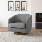 Lumibee Swivel Accent Chair, Chenille Fabric Swivel Barrel Chair for Living Room, Modern Comfy Upholstered Round Armchair Single Sofa Chair for Bedroom, Club-Grey