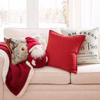 ZWJD Christmas Pillow Covers 12x20 Set of 2 Chenille Throw Red Cushion Covers with Elegant Design Soft and Luxurious Decorative Pillows for Couch, Bed, and Christmas Decor