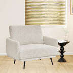 Oversized Accent Chair for Living Room Chairs Reading Arm Chair Comfy Modern Single Sofa Side Chairs with Metal Legs & Soft Cushion for Bedroom, Waiting Room (Chenille Beige Grey, Set of 1)