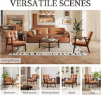 Bonzy Home Mid Century Modern Accent Chair for Living Room, Upholstered Faux Leather Armchair Comfy Retro Bedroom Side Chair with Solid Wood Frame, Orange