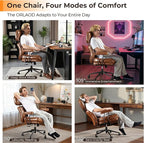 Ergonomic Office Chair Comfy with Lumbar Support, High Back Dark Brown PU Leather Rolling Executive Desk Chair for Home Office & Gaming, 360° Swivel, 300lbs (Light Brown)
