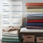 Madison Park Quebec Reversible Quilt Set Damask Design, Double Sided Stitching All Season, Lightweight Bedspread Bedding Set, Matching Sham, Blue, King(120"x118") 3 Piece