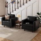 ABCASA Faux Leather Oversized Accent Chair with Storage Deep Seat Single Sofa Large Reading Armchair for Living Room Bedroom Office Black