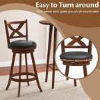 COSTWAY Bar Stools Set of 2, 30 Inch Classic Bar Height Chairs with X-Shaped Open Back, 2 PCS Swivel Barstool Set for Kitchen Island, Pub, Bistro, Café, Espresso (2, 30 Inch)