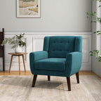 Accent Chair, Mid-Century Modern Velvet Fabric Chairs with Arms for Living Room, Comfy Upholstered Club Single Sofa Armchair for Bedroom Waiting Room with Solid Wood Frame (Velvet Blue, Set of 2)