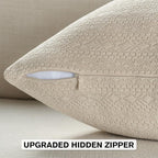 FUTEI Beige Chenille Throw Pillow Covers 20x20 Inch Set of 2,Soft Striped & Diamond Textured Cushion Cases,Modern Home Decor for Couch Living Room