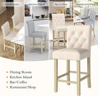 GOTMINSI 24" Bar Stools Set of 4 for Kitchen Island Upholstered Counter Height Bar Stools with Button Tufted Decoration Barstools Home Kitchen Island Wooden Bar Chairs Beige