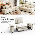 PHI VILLA Cloud Modular Couches Sets, 2 Pieces Sectional Loveseat Sofa Set, 4-Seater Comfy Couch for Living Room Apartment, Chenille Fabric, Beige
