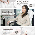 JUMMICO Executive Office Chair High Back Managerial Home Desk Chair, Adjustable Swivel Computer PU Leather Chair with Lumbar Support (White)