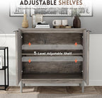 Fluted Cabinet with Storage, Small Buffet Cabinet Sideborad with Door, Kitchen Buffet Storage Accent Cabinets with Adjustable Shelves for Living Room, Entry, Hallway, Gray