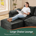 Hobestluk Cloud Modular Sectional Couch 4-Seater Sofa with Ottoman L Shaped Couch Deep Seat Sofa with Removable Cover Large Sofa for Living Room (Dark Grey, 4-Seater Sofa with One Ottoman)