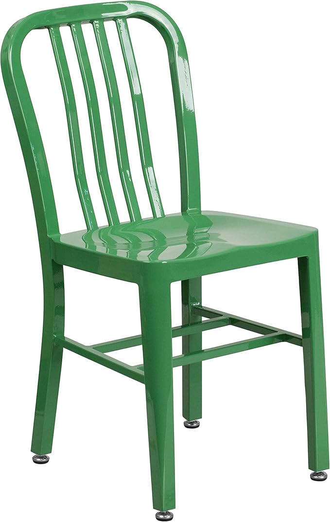 Flash Furniture Gael Commercial Grade 2 Pack Green Metal Indoor-Outdoor Chair