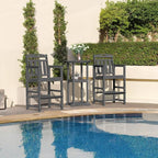 HDPE Outdoor Patio Tall Adirondack Bar Chairs Set of 2, All-Weather Bar Height Balcony Adirondack Stools for Bistro, Garden, Backyard, Pool, Deck | Grey