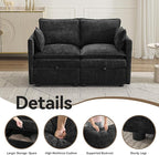 55" Cloud Modular Loveseat Sofa with Storage, Modern Upholstered Sofa Couch Small Love Seat，2 Seater Chenille Comfy Sectional Sofa with Armrests for Living Room, Small Space, Black