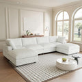 Modular Sectional Sofa, Convertible U Shaped Sofa with Chaise Ottoman, Deep Seat Cloud Sectional Couch, 6 Seat Comfy Modular Couch for Living Room, Office, Apartment, Beige