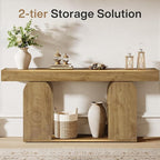 Tribesigns 70.9-Inch Extra Long Sofa Table, Farmhouse Console Tables with Wood Frame and Storage Shelf, 2-Tier Wood Table Behind Couch for Living Room, Hallway, Foyer, Light Brown