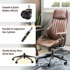ovios Home Office Ergonomic Chair, Mid-Century Modern Luxury Faux Suede Leather Chairs, Comfy High Back Computer Swivel Rolling Task Armchair for Executive, Dark Brown