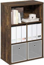Furinno Cubicle Book Shelf, 5-Cube Bookshelf, Cube Storage Organizer Bookcase with Closed Back, 15.3 x 29.9 x 43.3, for Living Room, Bedroom, Home Office, Amber Pine