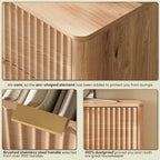 47'' Wide 6 Drawers Dresser for Bedroom,Modern Fluted Vertical Chest with Rounded Corners,Fluted Dresser for Living Room,Hallway, Natural Wood
