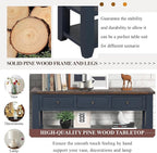 LKTART Solid Wood Console Table Sofa Table with Storage Drawers and Bottom Shelf Entryway Table for Entry Hallway Foyer Sofa Couch Table Easy Assembled (48.8" Blue)