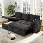 FLEXISPOT XB5 78" Pull Out Couch Bed with Storage Chaise, 2-in-1 Convertible Sofa Bed with USB Charging Ports, 3-Seater Sectional Sofa Couch for Living Room Apartment, Easy to Assemble(Dark Gray)