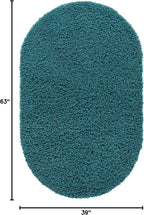 Unique Loom Solid Shag Collection Area Rug (3' 3" x 5' 3" Oval, Deep Aqua Blue)