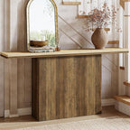 Tribesigns Farmhouse Fluted Console Table for Entryway, 63-Inch Long Wooden Sofa Table Behind Couch for Living Room, Foyer, Hallway, Rustic Brown & Natural