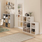 Furinno Cubicle Open Back Decorative Cube Storage Organizer, 9-Cube, Light Grey