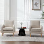 Striped Accent Chair for Living Room, Farmhouse Linen Upholstered Striped Arm Chair Seat Reading Chairs Bedroom Side Seating for Home Office, Beige with Stripe