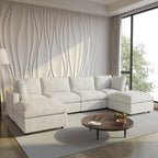 WJShome Cloud Couch Modular Sectional Sofa, 134" U Shaped Couch for Livingroom, Oversized Convertible Wide Seater with 2 Ottomans Living Room Set, Covers Washable&Replaceable,Beige