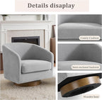 Lumibee Swivel Accent Chair, Chenille Fabric Swivel Barrel Chair for Living Room, Modern Comfy Upholstered Round Armchair Single Sofa Chair for Bedroom, Club-Light Grey