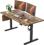CubiCubi Height Adjustable Electric Standing Desk, 63 x 28 Inches Sit Stand up Desk, Large Memory Computer Home Office Desk with Two-Piece Desktop (Rustic Brown)