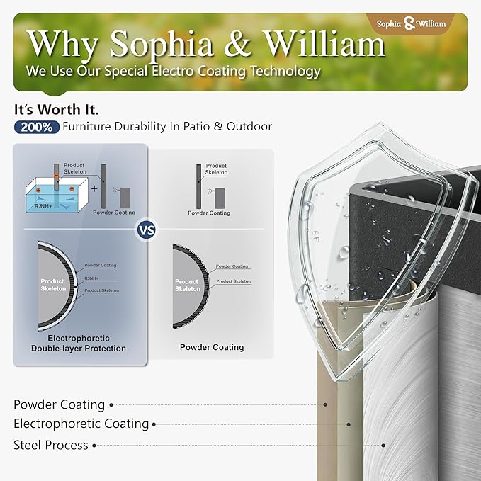 Sophia & William Patio Dining Chairs Set of 2, Outdoor Metal Armchairs, Outdoor Dining Chairs