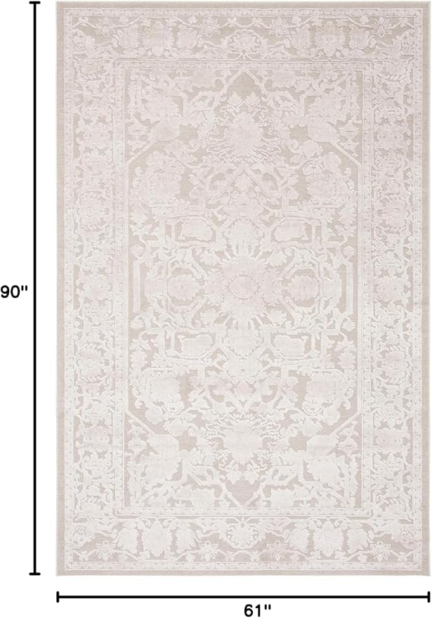 SAFAVIEH Reflection Collection Area Rug - 5'1" x 7'6", Cream & Ivory, Non-Shedding & Easy Cleaning, Ideal for Living Room, Bedroom (RFT665D)