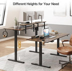 ONBRILL Standing Desk with 2 Adjustable Monitor Shelves, 71 x 24 Inches Electric Stand Up Desk with Memory Controller and Adjustable Height from 28-46 inches for Computer Workstations, Rustic Brown