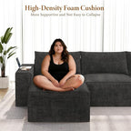 Vesgantti 114" Modular Sectional Boneless Couch, Modern 3 Seater Sofa with Ottoman & Deep Seat, Convertible Chenille L Shaped Cloud Couches for Living Room, No Assembly Required, Dark Grey